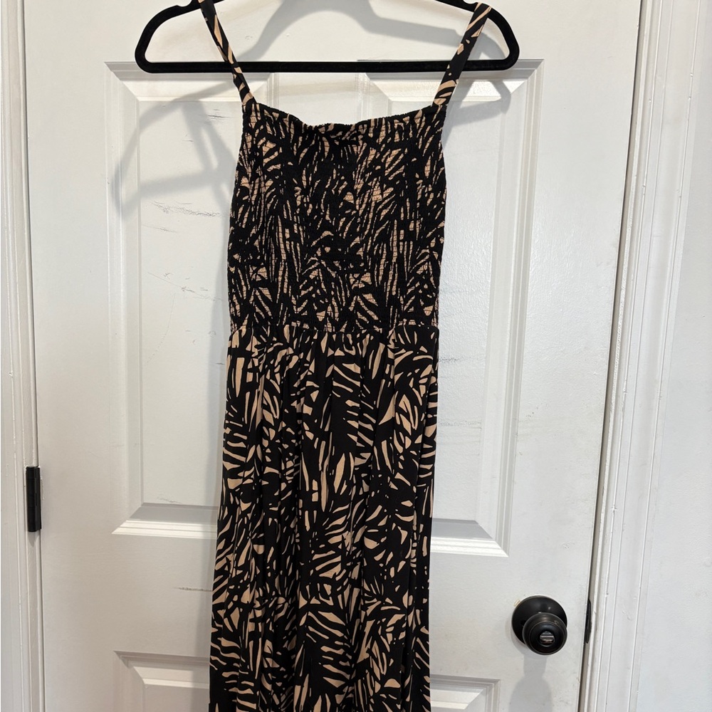 Black and Tan Patterned Maxi Dress